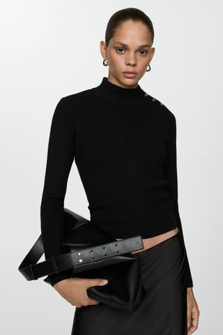 Pull-over boutons épaule - Noir