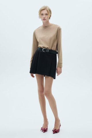 T-shirt coton manches longues - Marron