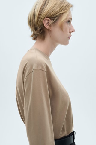 T-shirt coton manches longues - Marron