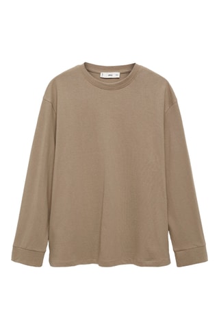 T-shirt coton manches longues - Marron