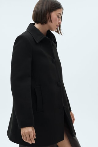 Manteau droit boutonné - Noir