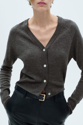 Cardigan laine boutons - Gris foncé
