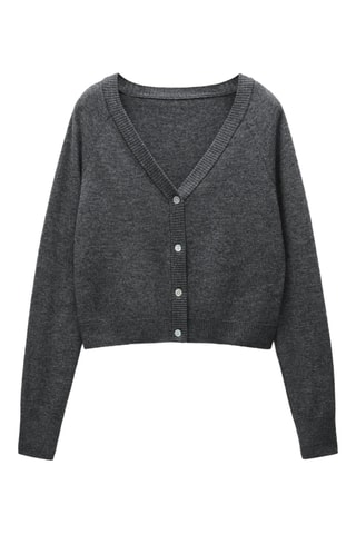 Cardigan laine boutons - Gris foncé