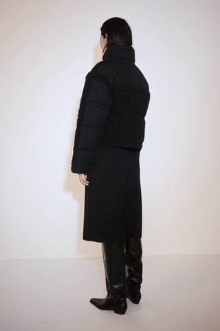 Anorak matelassé empiècements tissu bouclette - Noir