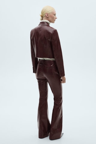 Veste crop effet croco - Bordeaux
