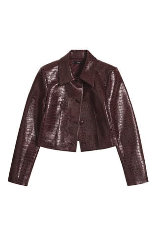Veste crop effet croco - Bordeaux