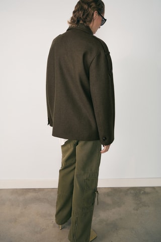 Manteau en laine à double boutonnage - Kaki