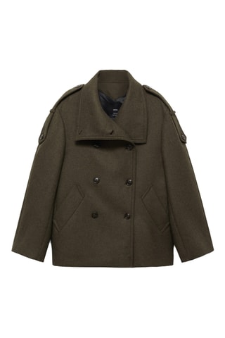 Manteau en laine à double boutonnage - Kaki