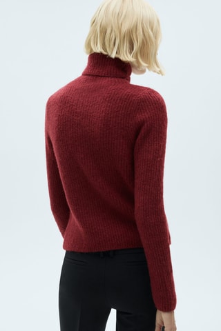 Pull-over maille col roulé - Lie-de-vin