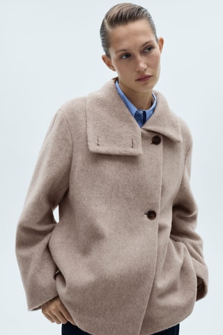 Manteau laine col montant - Beige