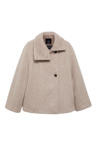 Manteau laine col montant - Beige