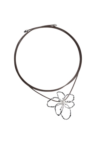 Collier cordon fleur - Marron