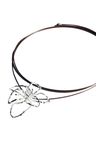 Collier cordon fleur - Marron