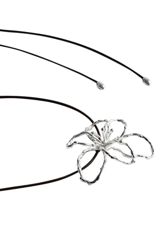 Collier cordon fleur - Marron