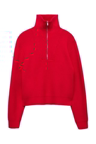 Pull-over col fermeture éclair - Rouge