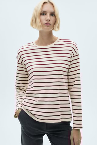 Sweat-shirt maille rayures - Bordeaux