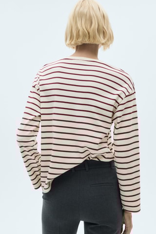 Sweat-shirt maille rayures - Bordeaux