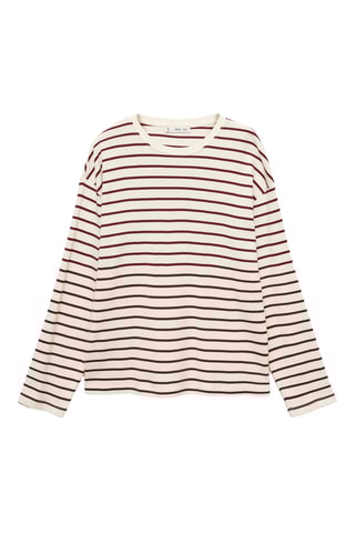 Sweat-shirt maille rayures - Bordeaux