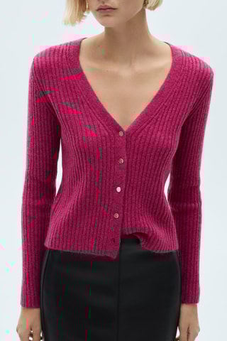 Cardigan maille boutons métalliques - Fuchsia
