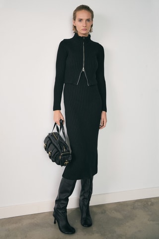 Robe maille combinée fermeture éclair - Noir