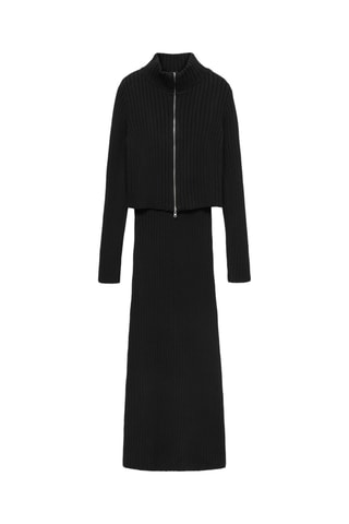 Robe maille combinée fermeture éclair - Noir