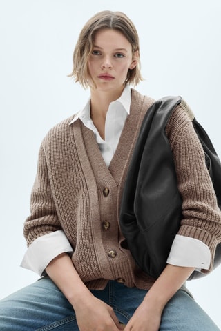 Cardigan boutons oversize - Marron
