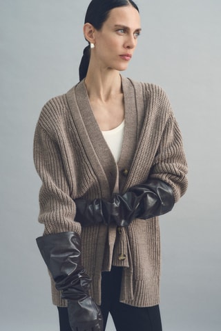 Cardigan boutons oversize - Marron