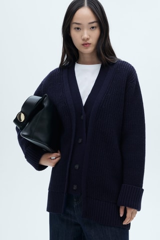 Cardigan boutons oversize - Bleu marine