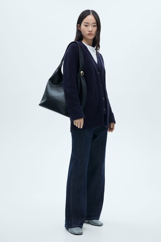 Cardigan boutons oversize - Bleu marine
