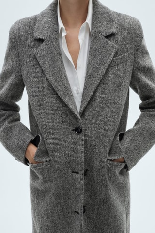 Manteau jaspé en laine - Gris