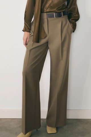 Pantalon droit avec ceinture - Kaki
