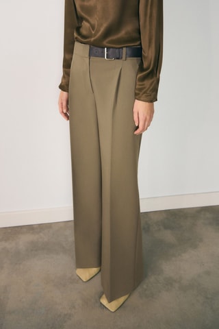 Pantalon droit avec ceinture - Kaki