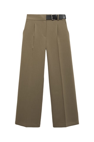 Pantalon droit avec ceinture - Kaki