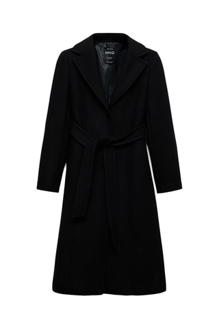 Manteau laine col fausse fourrure amovible - Noir