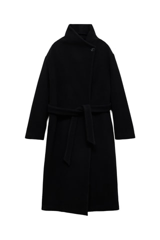 Manteau laine vierge col montant - Noir