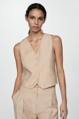 Gilet met Streepmotief - Beige