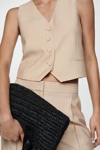 Gilet met Streepmotief - Beige