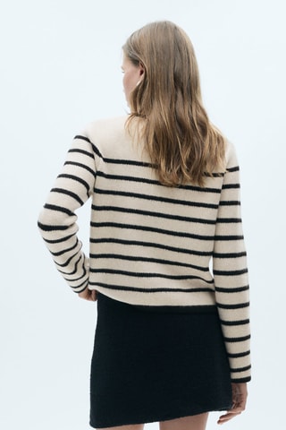 Veste maille rayures - Ecru