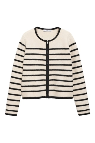Veste maille rayures - Ecru