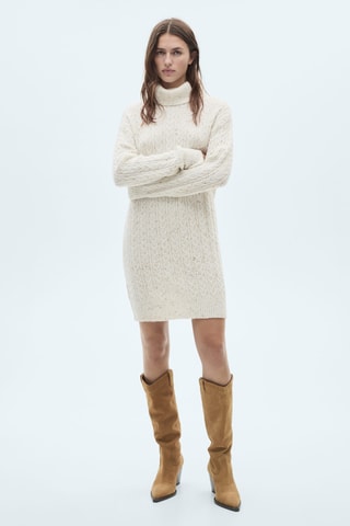 Robe maille col roulé - Ecru