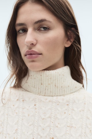 Robe maille col roulé - Ecru