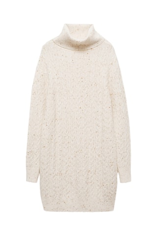 Robe maille col roulé - Ecru