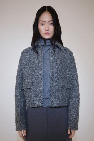 Veste tissu bouclette poches - Gris