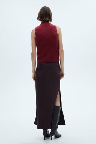 Gilet maille col montant - Lie-de-vin