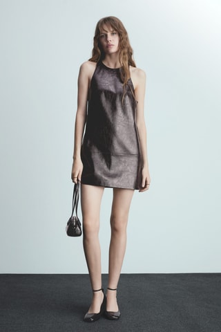Robe similicuir sans manches - Lie-de-vin