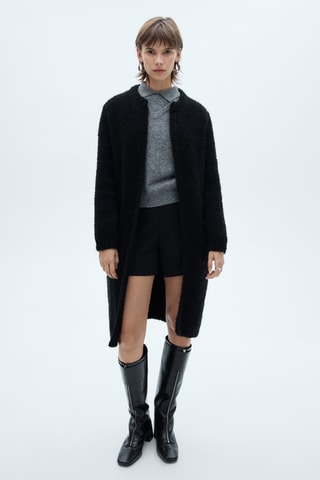 Manteau maille bouclette - Noir