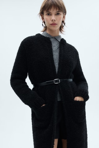 Manteau maille bouclette - Noir