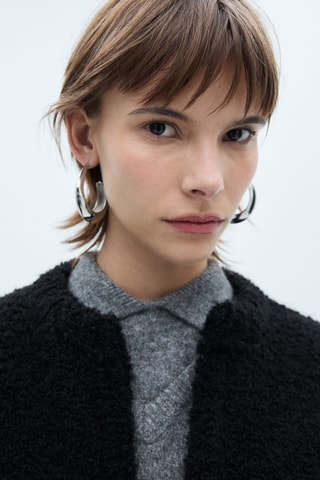 Manteau maille bouclette - Noir