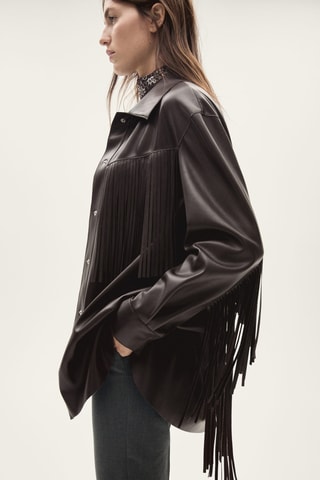 Surchemise franges similicuir - Marron