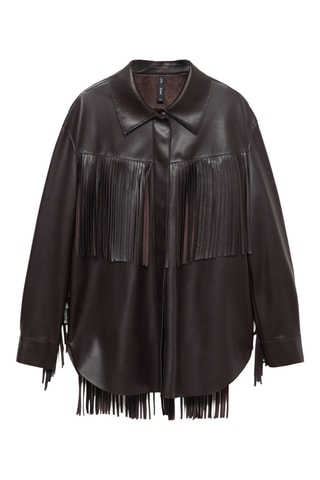Surchemise franges similicuir - Marron